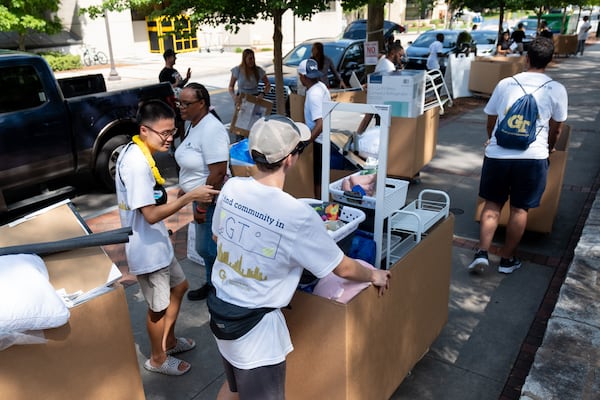 Freshman move-in day at Georgia Tech on Sunday, Aug. 13, 2023.   (Ben Gray / Ben@BenGray.com)