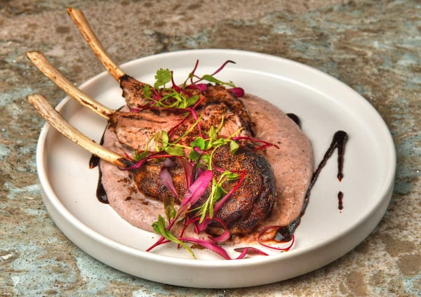 Herb Crusted Lamb with Polenta, from the Buckhead restaurant Apt. 4B. Styling by Rachel Levy / Chris Hunt for the AJC