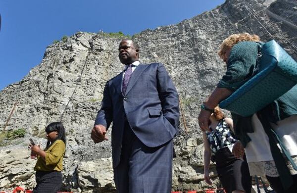 Mayor Kasim Reed attends a ceremony in September 2016 at the former Bellwood Quary. The area will become a park and reservoir for Atlanta. Brant Sanderlin/AJC file