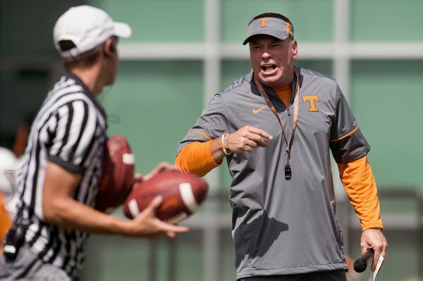 Former Tennessee head coach Butch Jones is reportedly in talks to join the Alabama staff in off-field role. (Caitie McMekin/Knoxville News Sentinel via AP)