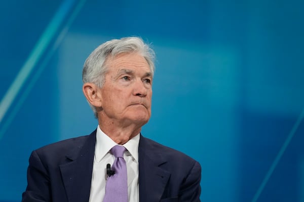 Federal Reserve chair Jerome Powell speaks at the DealBook Summit in New York, Wednesday, Dec. 4, 2024. (AP Photo/Seth Wenig)