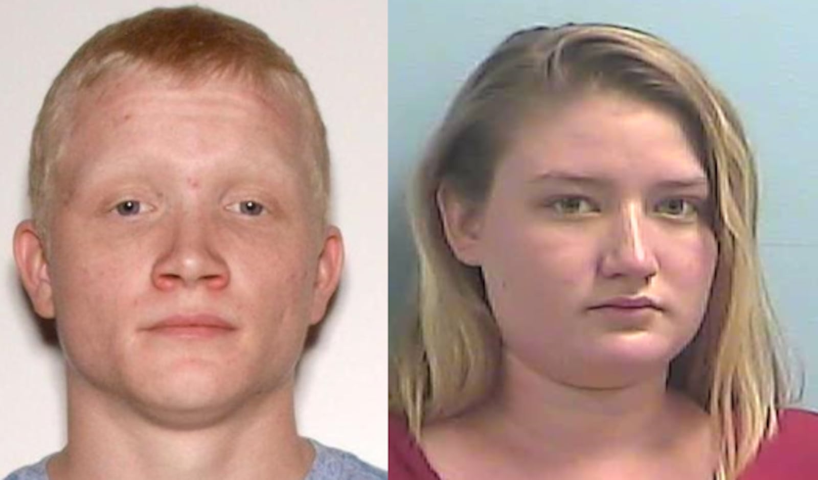 Austin Todd Stryker (left) is still wanted on murder charges. His fiancee, Elizabeth Brooke Donaldson (right), was arrested last week.