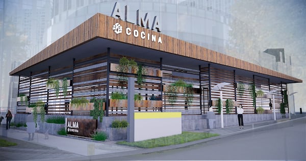 Rendering of the exterior of Alma Cocina Buckhead