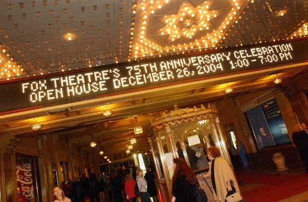 041113 - ATLANTA, GA. - The Fox Theatre at 75. These are behind the scenes for a day in the life of the Fox including two shows of the Broadway musical, 'Oliver!' This is Peachtree Street entrance less than an hour before showtime. (LOUIE FAVORITE /AJC staff)