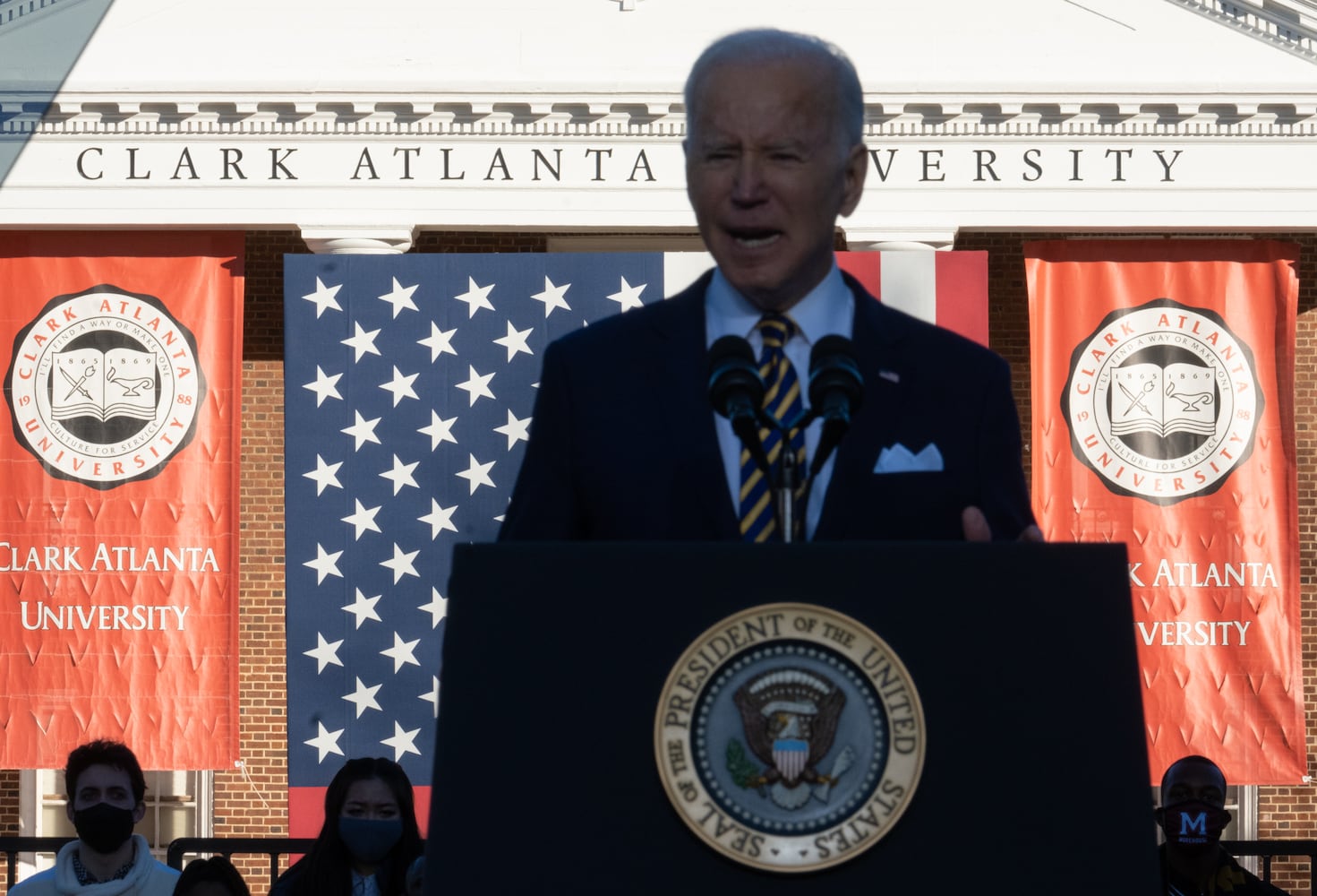 220111-Atlanta-President Joe Biden speaks about voting rights during at Clark Atlanta University on Tuesday, Jan. 11, 2022.  Ben Gray for the Atlanta Journal-Constitution