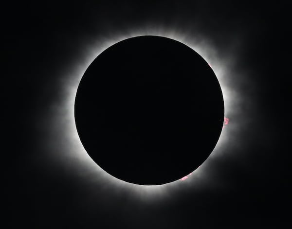 Solar flares can be seen during the total solar eclipse at Ramah Darom on Monday, August 21, 2017, in Clayton, a city in the path of totality in North Georgia. Curtis Compton/ccompton@ajc.com