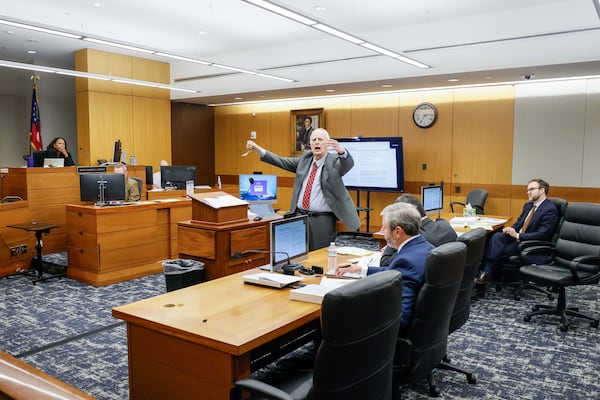 Former Gov. Roy Barnes speaks in front of Fulton Superior Judge Shukura L. Ingram, who is hearing arguments over whether a state Senate committee investigating Fulton County District Attorney Fani Willis can force her to testify on Tuesday, December 3, 2024, in Atlanta
(Miguel Martinez / AJC)