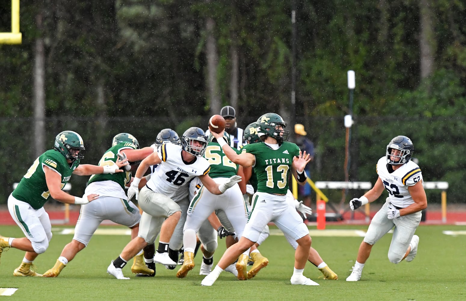 high school football: Marist at Blessed Trinity