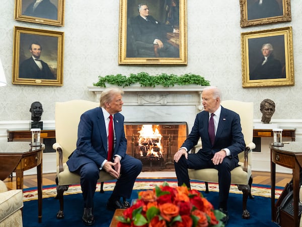 President Joe Biden (right) met with President-elect Donald Trump at the White House on Wednesday. Biden travels to Peru today.