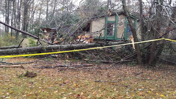 A house on Branchview Drive in Marietta sustained major damage Wednesday. (Credit: Jennifer Schwenker)