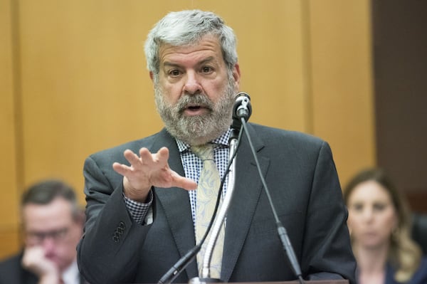 03/12/2018 — Atlanta, GA - Defense Attorney Don Samuel questions potential jurors during the sixth day of jury selection for the Tex McIver case before Fulton County Chief Judge Robert McBurney, Monday, March 12, 2018. ALYSSA POINTER/ALYSSA.POINTER@AJC.COM