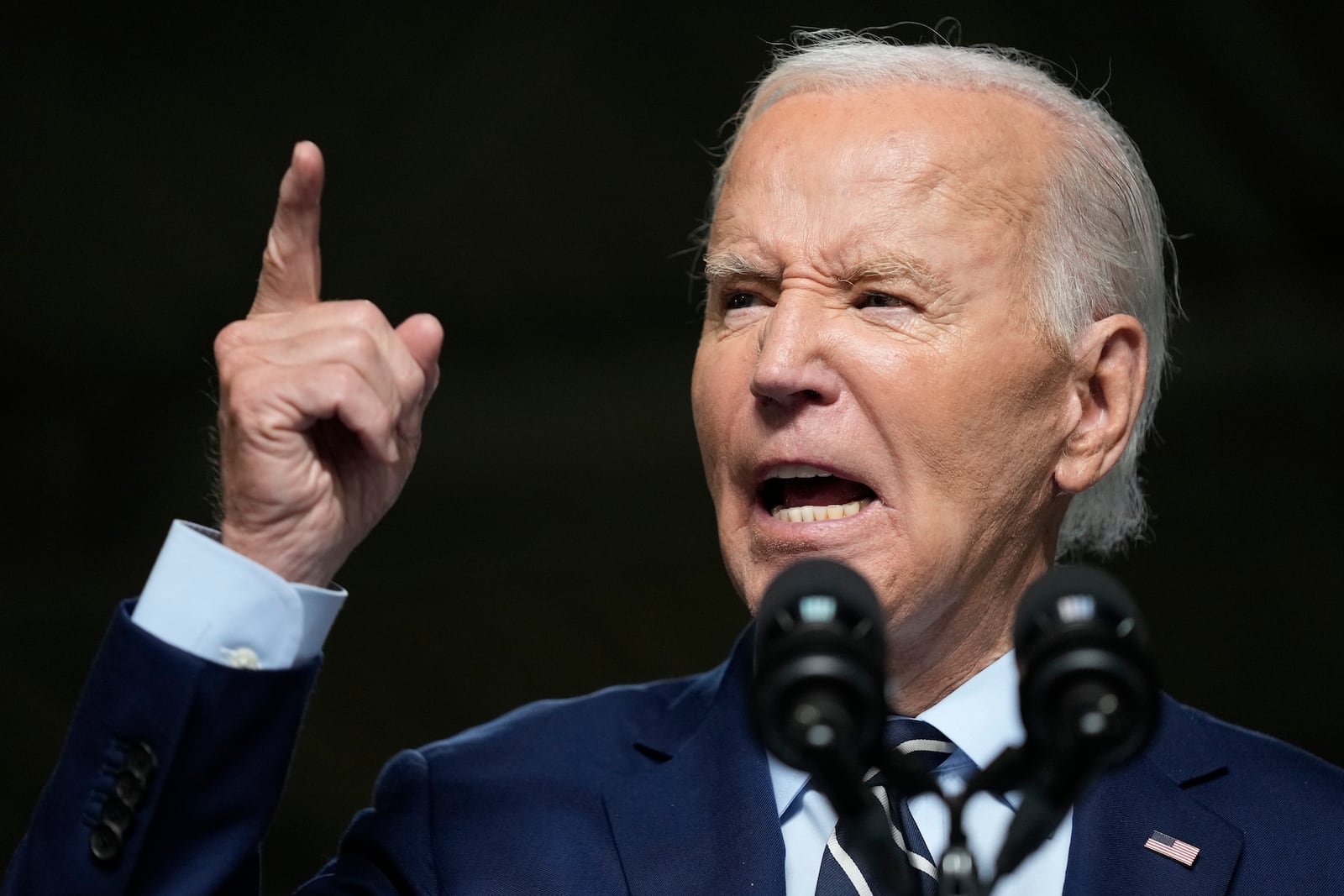 President Joe Biden speaks at an event at the Milwaukee Department of Public Works in Milwaukee, Tuesday, Oct. 8, 2024, to discuss his administration's progress in replacing lead pipes in Wisconsin and across the country. (AP Photo/Susan Walsh)