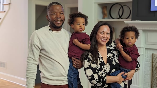 Yeavis, Caden, Crystal and Cooper Mathis at their Marietta home on Sunday, April 14, 2024. The Mathises are clients of Cookonnect. Mirtha Donastorg/mirtha.donastorg@ajc.com