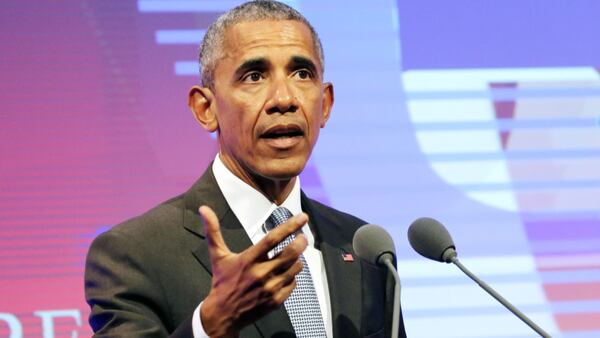 Former US president Barack Obama during the German Media Award 2016 at Kongresshaus on May 25, 2017 in Baden-Baden, Germany. The German Media Award (Deutscher Medienpreis) has been presented annually since 1992 to honor personalities from public life. (Photo by Isa Foltin/WireImage )