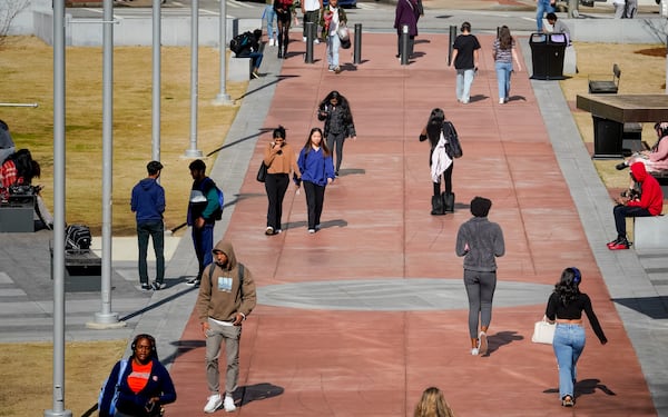 Georgia State University officials want to urge students to walk along high-traffic paths in the center of campus. (Ben Hendren/ AJC file photo)