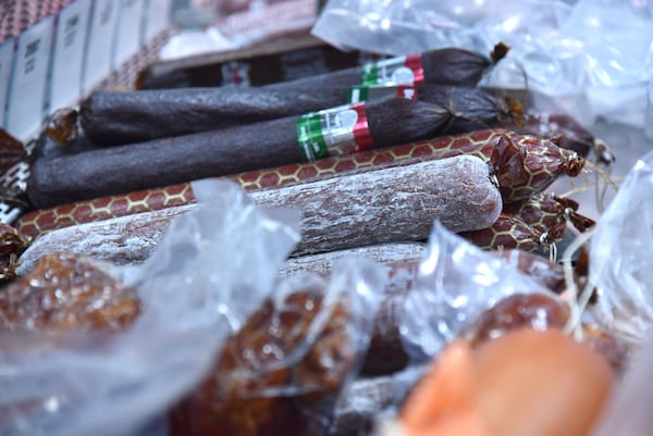 Dried/cured meat selection.