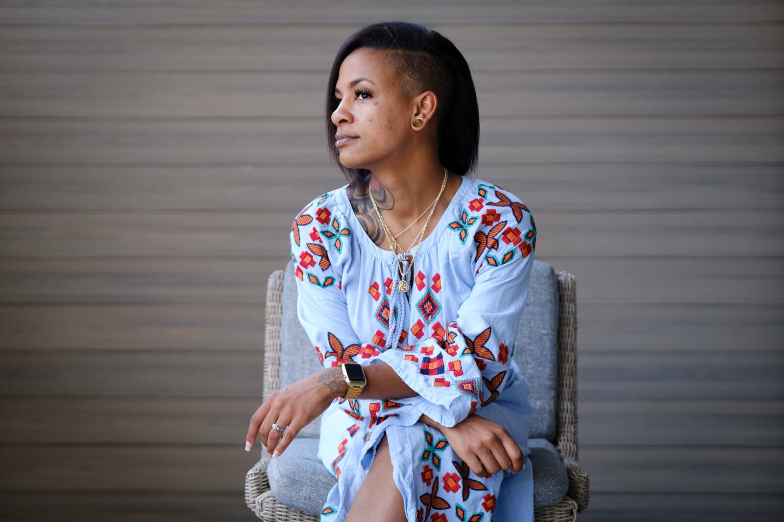 Taylia Trammell poses for a portrait in Atlanta on Monday, June 13, 2022. (Arvin Temkar / arvin.temkar@ajc.com)