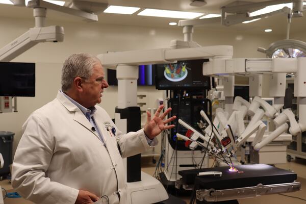 Dr. Clifton Hastings, a cardiothoracic surgeon at Northeast Georgia Medical Center, shows off the cardiovascular operating room at the Green Tower. (Courtesy of Julianna Duennes Russ)