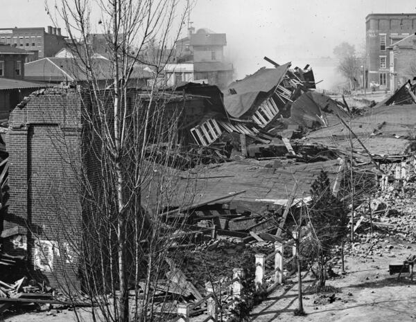 1864: Atlanta's Union Depot car shed lay in ruins as Union forces left the city and headed toward the sea.