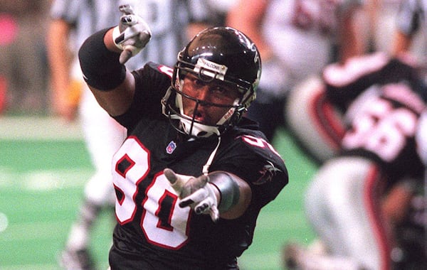 Defensive end Chuck Smith (90) played eight seasons with the Falcons. (John Glenn/AJC File)