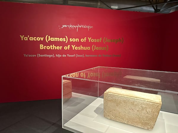 The James Ossuary is on display at Pullman Yards. It's possibly the bone box from the first century with an inscription that implies it's the brother of Jesus. Rodney Ho/AJC