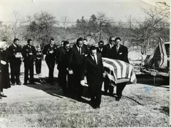 Atlanta police Officer Claude Mundy's funeral in 1961. Mundy was Atlanta's first Black officer killed in the line of duty. (Credit: Family photo)