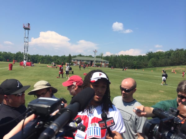 Falcons second round pick Jalen Collins (D. Orlando Ledbetter/dledbetter@ajc.com)