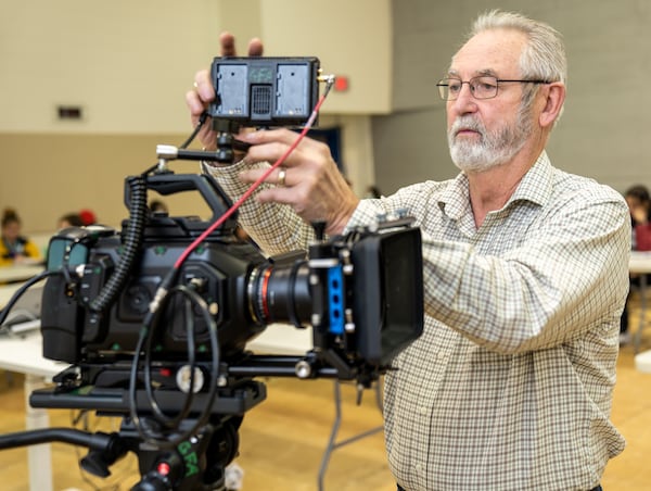 Retired motion-picture cameraman Clyde E Bryan works with camera & lighting equipment at Trilith Studios in Fayetteville. He came out of retirement to work with the Georgia Film Academy teaching students about his craft. PHIL SKINNER FOR THE ATLANTA JOURNAL-CONSTITUTION.