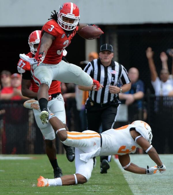 Herschel ran over a Vol; Gurley jumped over one. (Brant Sanderlin/AJC photo)