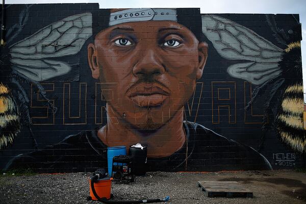 A mural of Freddie Gray near the location where he was arrested is shown August 10, 2016 in Baltimore.  (Win McNamee/Getty Images)