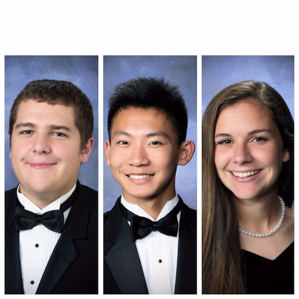 Left to right: Zane Garrison Placie; Zhi Jia Michael Hong; Catherine Marie Wright