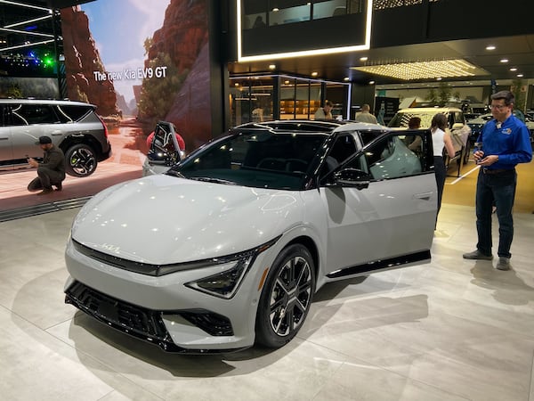 The 2025 Kia EV6 on the floor of the Los Angeles Auto Show. Zachary Hansen/zachary.hansen@ajc.comZa