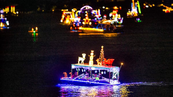 Boats line up for the start of the 2015 Boynton Beach Boat Parade in Lantana. (Bill Ingram / The Palm Beach Post)