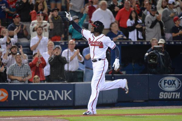 Cameron Maybin, shown circling the bases after a homer earlier this season, returns to San Diego riding a streak of four 2-hit games including a walkoff homer in the 10th inning Sunday against Arizona. (Hyosub Shin/AJC photo)