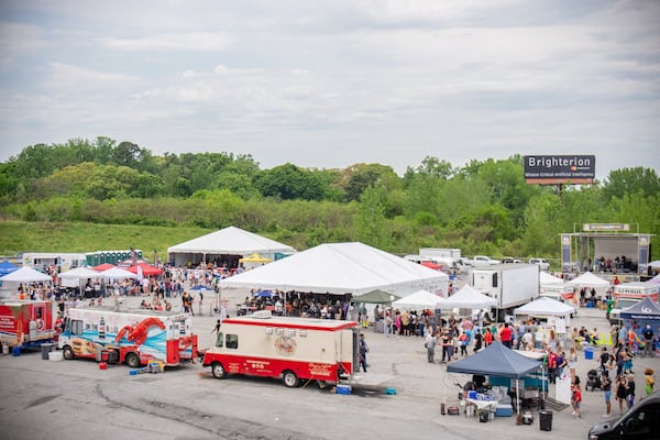 The Atlanta Grilled Cheese Festival will be held Sept. 12 at Atlantic Station. In this shot from last year’s festival, you check out the music stage, food trucks and tents for sampling contestants’ entries. CONTRIBUTED BY DERRICK PALMS / PALMS PERSPECTIVE