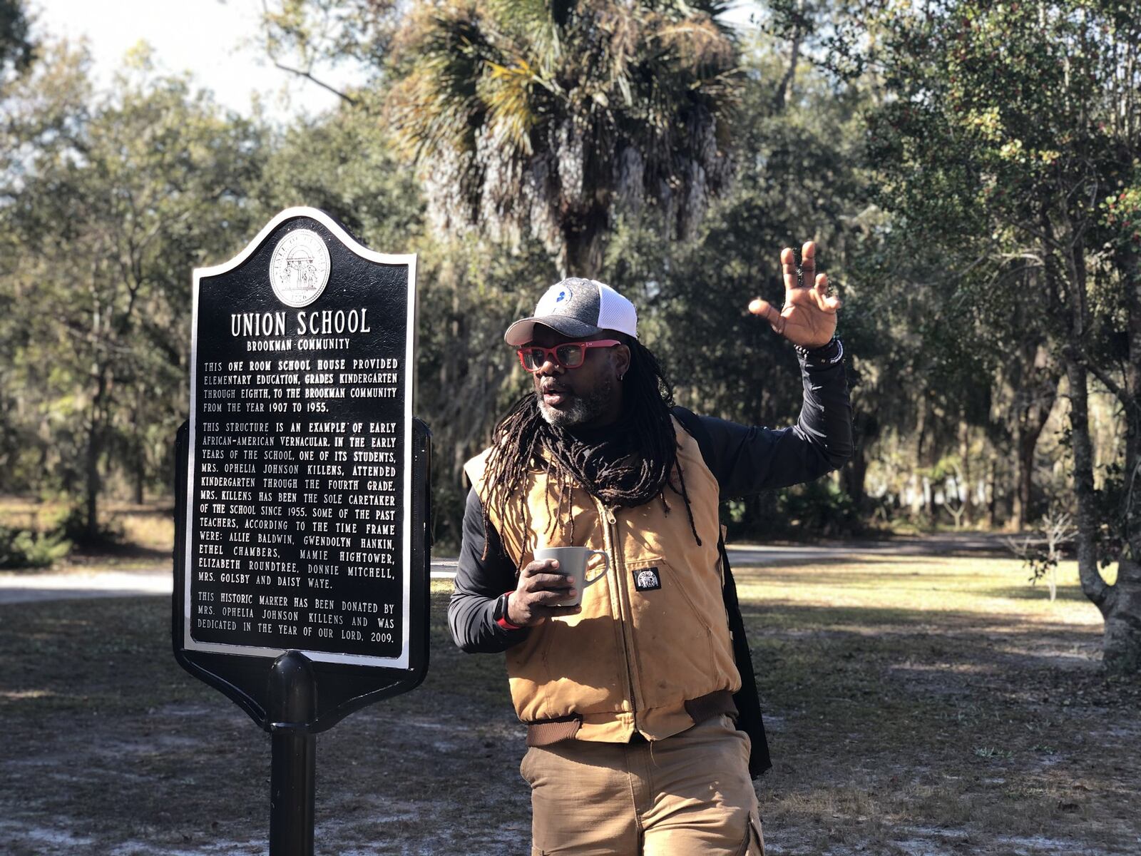 Chef Matthew Raiford explains the history of Union School, built on 1 acre of Gilliard Farms. From 1907-1955, the one-room school served as the only school for black children in a 25-mile radius. CONTRIBUTED BY SANJEEV AND UMA CHATTERJEE