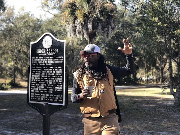 Chef Matthew Raiford explains the history of Union School, built on 1 acre of Gilliard Farms. From 1907-1955, the one-room school served as the only school for black children in a 25-mile radius. CONTRIBUTED BY SANJEEV AND UMA CHATTERJEE