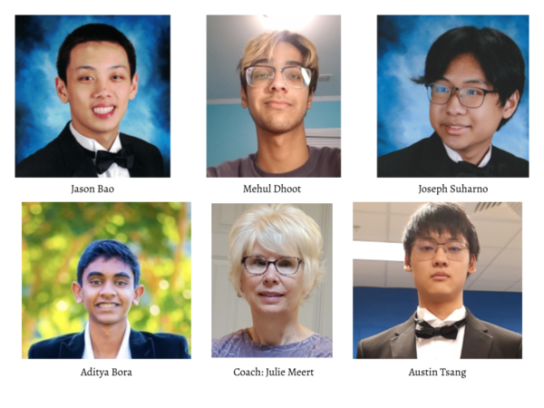 Jason Bao, Aditya Bora, Mehul Dhoot, Joseph Suharno, and Austin Tsang of Johns Creek High School – advanced to the finals in MathWorks Math Modeling (M3) Challenge, a unique competition that drew more than 2,400 11th and 12th graders in the U.S. and sixth form students in the U.K. this year. The team, whose work underwent intense scrutiny by judges in the first two rounds of assessment, has one last hurdle on April 26 when they present their findings virtually to a panel of professional mathematicians for final validation.