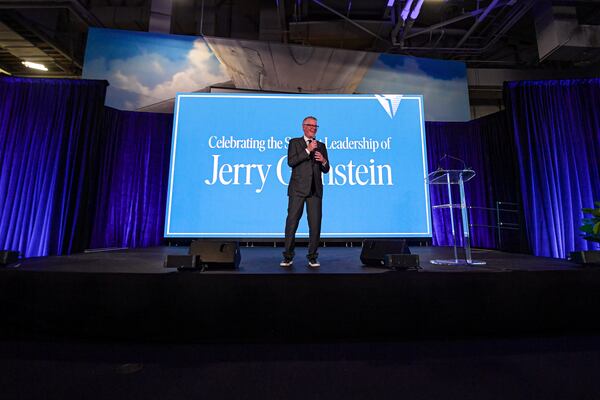 Delta CEO Ed Bastian talks during the building dedication event at Delta headquarters in Atlanta, Georgia on  Monday, June 24, 2024.  (Ziyu Julian Zhu / AJC)