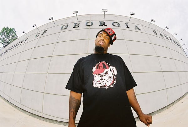 Georgia underground rapper Pastor Troy poses outside of Sanford Stadium at the University of Georgia in Athens. Courtesy of Shannon McCollum