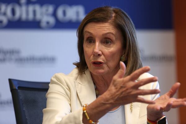 Speaker of the House Nancy Pelosi speaks with The Atlanta Journal-Constitution s editorial board on Friday, Oct. 4, 2019. (Tyson Horne / tyson.horne@ajc.com)