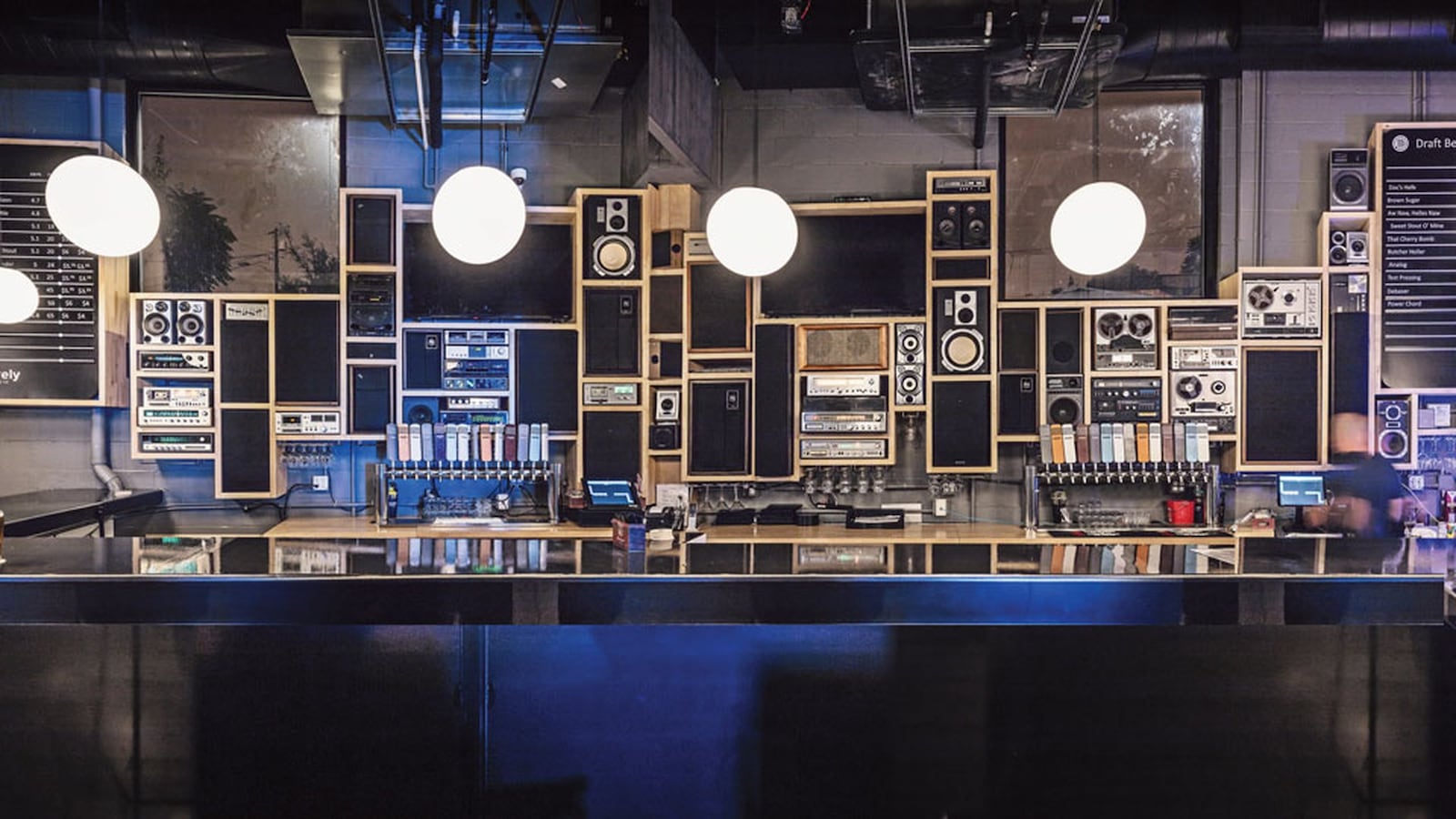 The Wall of Sound behind the bar at Gravely Brewing. Contributed by Chris Witzke