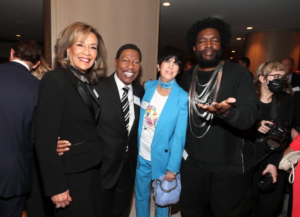 Marilyn McCoo, from left, Billy Davis Jr., Diane Warren and Questlove attend the 94th Academy Awards nominees luncheon on Monday, March 7, 2022, in Los Angeles. (Photo by Danny Moloshok/Invision/AP)