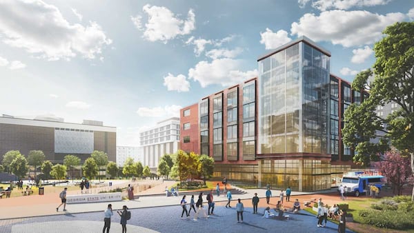 Georgia State University plans to add a new, contemporary glass façade to the Arts and Humanities Building, while the 100 Edgewood building will get a dining area and gathering space. Renovations to the first four floors of 100 Edgewood will provide up-to-date classrooms.