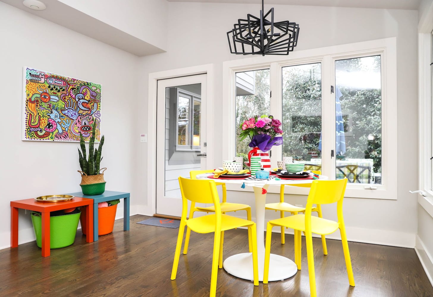 Mid-century modern home filled with pop art style