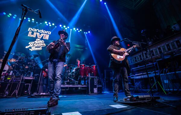 Zac Brown Band's Jimmy Di Martini and John Driskell Hopkins at the Pandora Live show at the Tabernacle on Jan. 31, 2019.