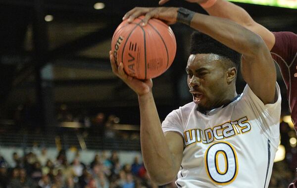 February 28, 2015 Atlanta - Wheeler's Jaylen Brown (0) catches a rebound as Tucker's Adonis Green (23) tries to steal in a basketball game at McCamish Pavilion in Georgia Tech campus on Saturday, February 28, 2015. HYOSUB SHIN / HSHIN@AJC.COM Jaylen Brown is the consensus No. 2 recruit in the nation. (Hyosub Shin / AJC)