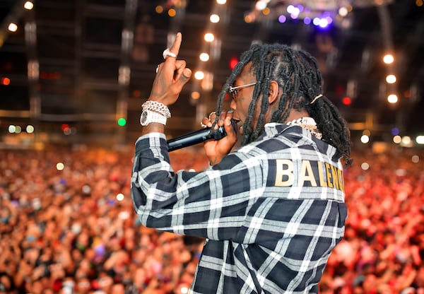 Offset of Migos performs onstage during the 2018 Coachella Valley Music And Arts Festival. (Photo by Christopher Polk/Getty Images for Coachella)