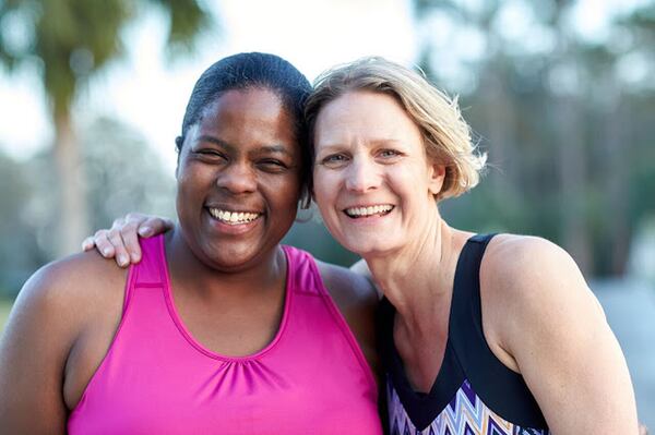 Mirna Valerio, author of the popular Fat Girl Running blog, with Nicole DeBoom, founder and CEO of Skirt Sports, in Savannah. Valerio lives in Rabun Gap. CONTRIBUTED BY KIM COOK