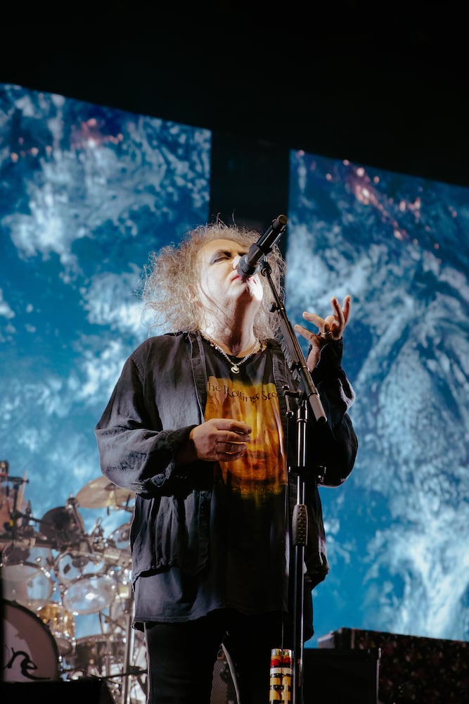 The Cure performs to an excited crowd at the State Farm Arena on June 27, 2023. (Sophie Harris for The Atlanta Journal-Constitution).